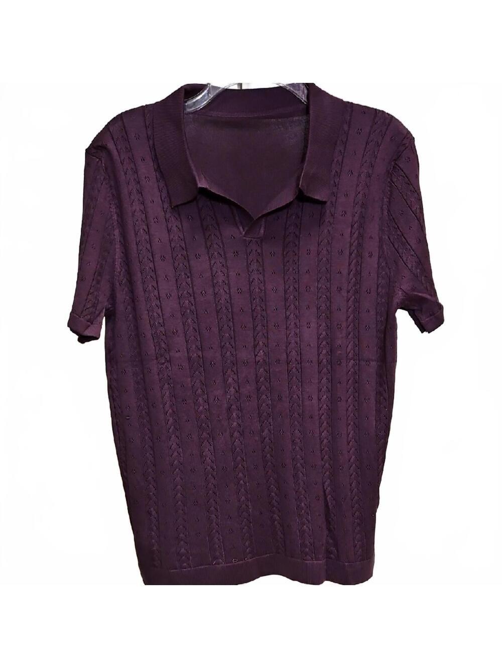 Men's Purple Short Sleeve Shirt | L
